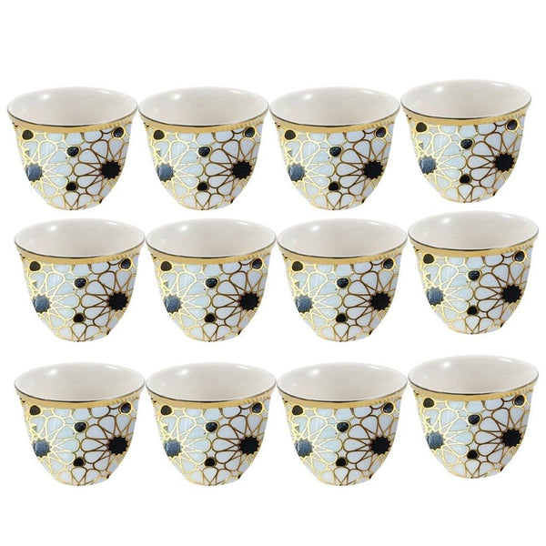 Ceramic Coffee Cawa Shafee Cup Set of 12 Pcs Abstract Design 80 ml (Ctn Box 24 units)