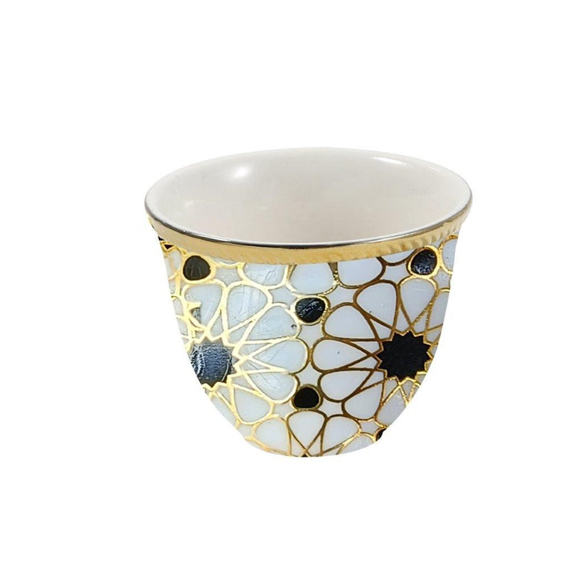 Ceramic Coffee Cawa Shafee Cup Set of 12 Pcs Abstract Design 80 ml (Ctn Box 24 units)