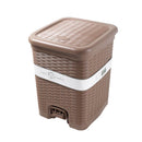 Rattan Style Multi-color Pedal Rubbish Bin Plastic Waste Bin Trash Bin for Home Kitchen Office 23*21*27.5 cm