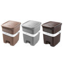 Rattan Style Multi-color Pedal Rubbish Bin Plastic Waste Bin Trash Bin for Home Kitchen Office 27*25*32.5 cm