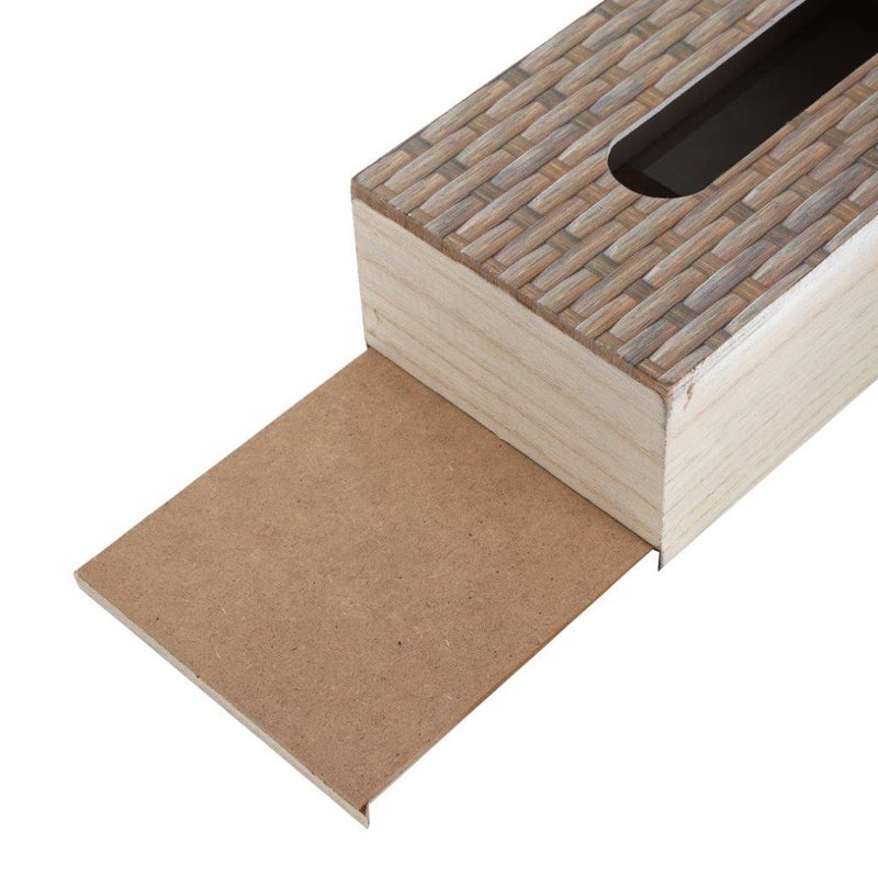 Premium Quality Rattan Design MDF Rectangular Tissue Box Napkin Holder 25*13*8 cm (Ctn Box 36 units)