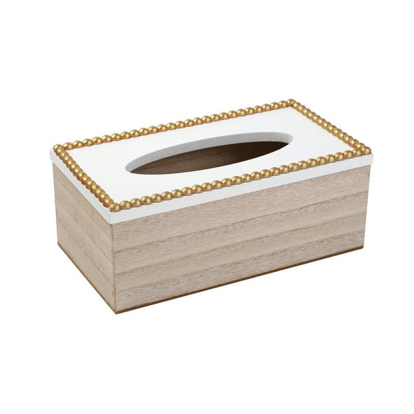 Premium Quality Pearl Border Design MDF Rectangular Tissue Box Napkin Holder 25*13*8 cm (Ctn Box 36 units)