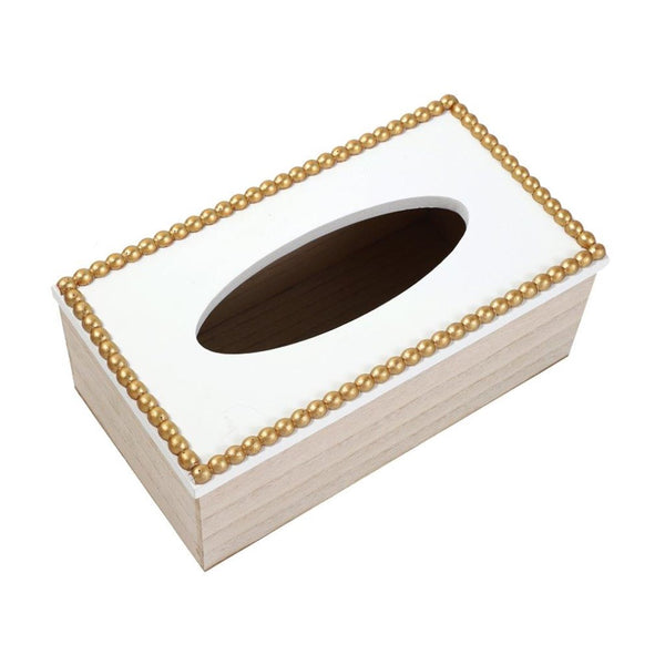 Premium Quality Pearl Border Design MDF Rectangular Tissue Box Napkin Holder 25*13*8 cm (Ctn Box 36 units)