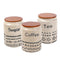 Ceramic Tea Coffee Sugar Airtight Canister Bamboo Lid Abstract Print Set of 3 Pcs 10*14.5 cm