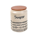 Ceramic Tea Coffee Sugar Airtight Canister Bamboo Lid Abstract Print Set of 3 Pcs 10*14.5 cm (Ctn Box 12 units)