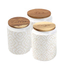 Ceramic Tea Coffee Sugar Airtight Canister Bamboo Lid Abstract Print Set of 3 Pcs 10*14.5 cm (Ctn Box 12 units)