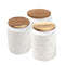 Ceramic Tea Coffee Sugar Airtight Canister Bamboo Lid Abstract Print Set of 3 Pcs 10*14.5 cm