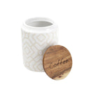 Ceramic Tea Coffee Sugar Airtight Canister Bamboo Lid Abstract Print Set of 3 Pcs 10*14.5 cm (Ctn Box 12 units)