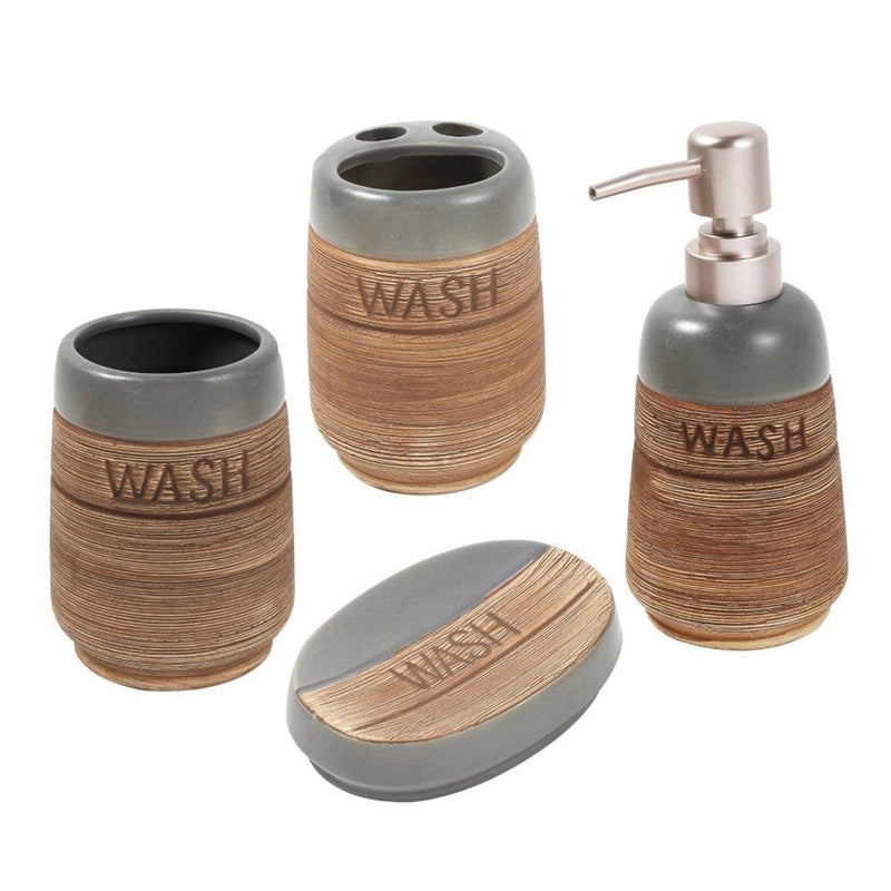 Ceramic Bathroom Accessories Soap Dispenser Toothbrush Holder 4 Pcs Set (Ctn Box 18 units)