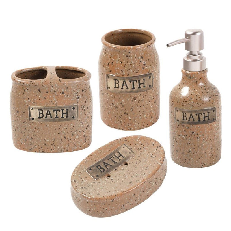 Ceramic Bathroom Accessories Soap Dispenser Toothbrush Holder 4 Pcs Set 7.5*19.5/7.5*11/11*6*11/13.5*9*3 cm (Ctn Box 18 units)