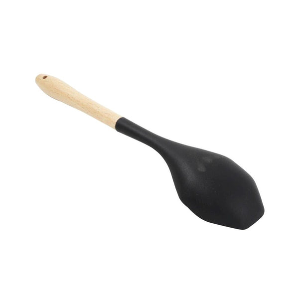 Wood and Silicone Heat Resistant Soup Spoon Serving Ladle Non Stick Safe 32*7.4 cm