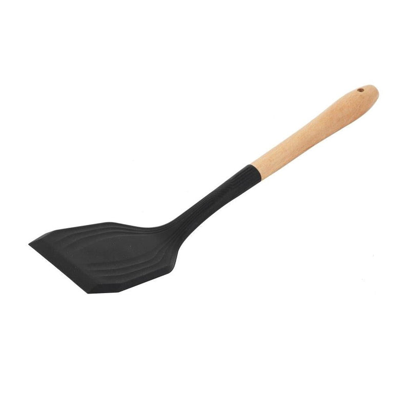 Wood and Silicone Heat Resistant Spatula Non Stick Spoon 32.5*8.3 cm