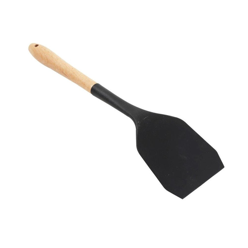 Wood and Silicone Heat Resistant Spatula Non Stick Spoon 32.5*8.3 cm