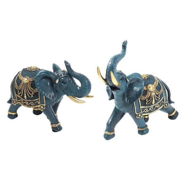 Sculpture Statue Resin Figurine Elephant Pair Mix Gold Colour 21*8.5*24/22*9*16.5 cm