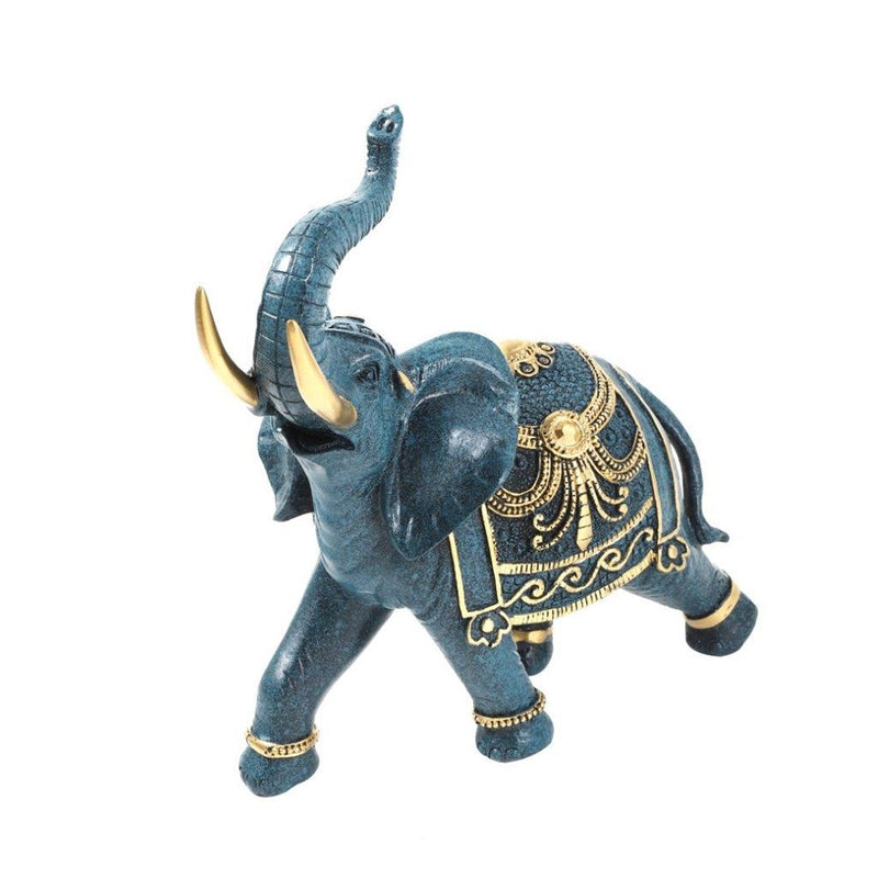 Sculpture Statue Resin Figurine Elephant Pair Mix Gold Colour 21*8.5*24/22*9*16.5 cm