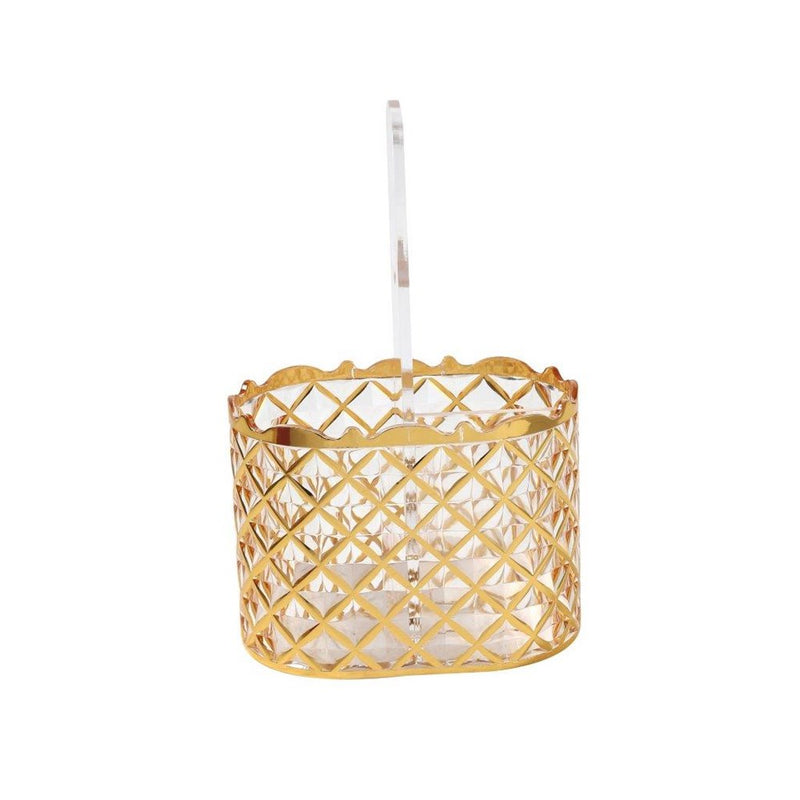 Multifunctional Gold Basket Style Acrylic Cutlery Holder Chopsticks Stand 24*10 cm