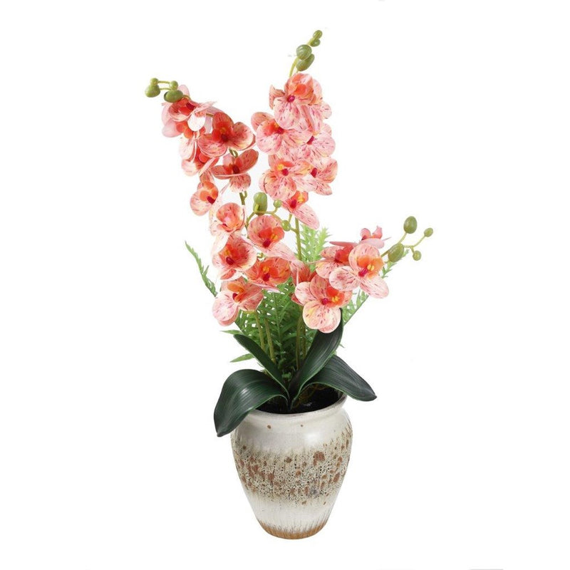 Realistic Touch Artificial Orchid Flower Deco Pot Abstract Print 16*18 cm 
 (Ctn Box 24 units)