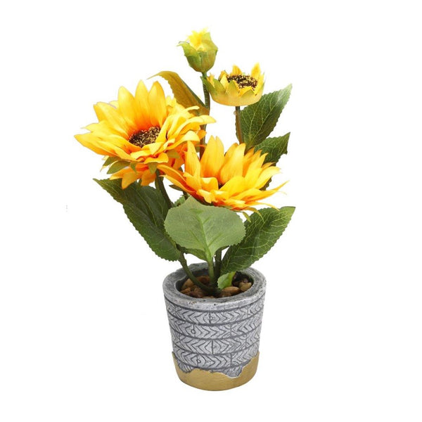Realistic Touch Artificial Sunflower Flower Deco Pot Abstract Home Print 8*7*28 cm 
 (Ctn Box 48 units)