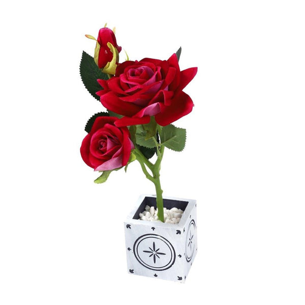 Realistic Touch Artificial Rose Flower Deco Pot Abstract Print 7*27*27 cm 
 (Ctn Box 96 units)
