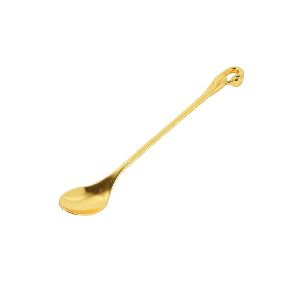 Stainless Steel Gold Swan Condiment Jar Seasoning Container with Spoon 15.5 cm