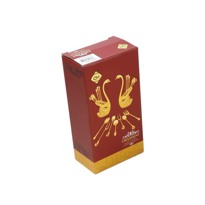 Stainless Steel Gold Swan Spoon Set Cutlery Holder Set of 6 PCs 15 cm (Ctn Box 100 units)