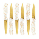 Stainless Steel Gold Fruit Knife Mosaic Pattern Plastic Handle Set of 6 19.5 cm