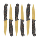 Stainless Steel Gold Fruit Knife Mosaic Pattern Plastic Handle Set of 6 19.5 cm