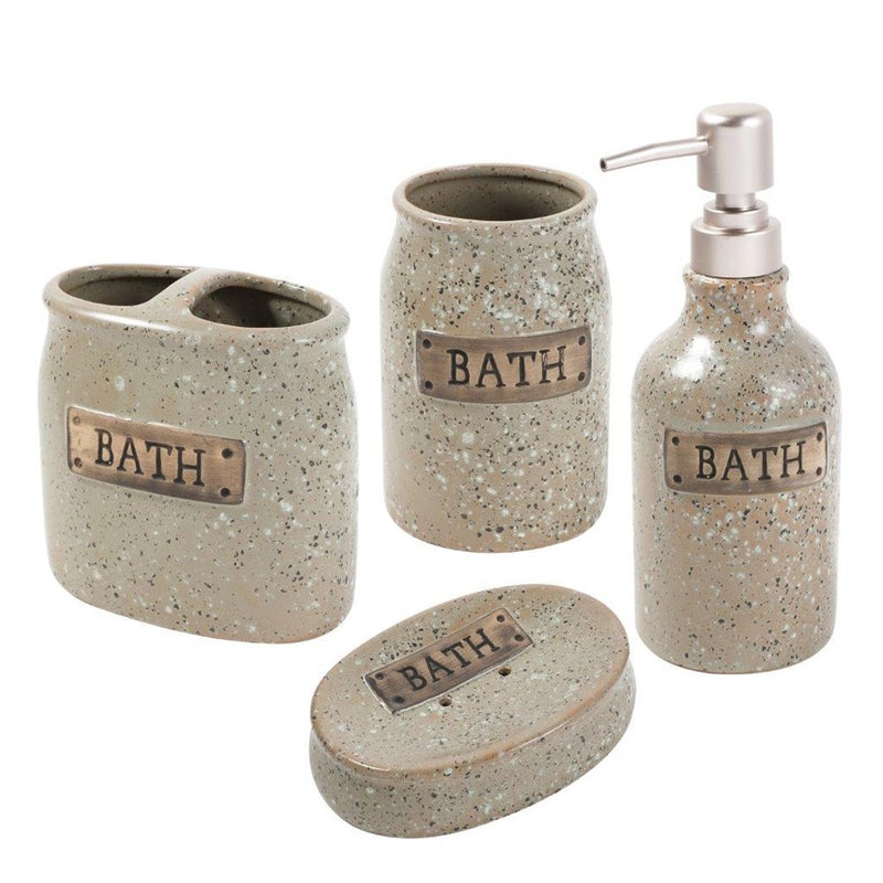 Ceramic Bathroom Accessories Soap Dispenser Toothbrush Holder 4 Pcs Set 7.5*19.5/7.5*11/11*6*11/13.5*9*3 cm (Ctn Box 18 units)
