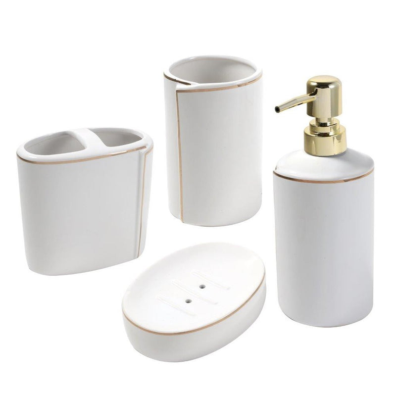 Ceramic Bathroom Accessories Soap Dispenser Toothbrush Holder 4 Pcs Set 7*19.5/7*11.5/11*5.5*11/14*10*3.5 cm (Ctn Box 18 units)