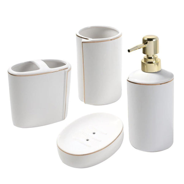 Ceramic Bathroom Accessories Soap Dispenser Toothbrush Holder 4 Pcs Set 7*19.5/7*11.5/11*5.5*11/14*10*3.5 cm (Ctn Box 18 units)