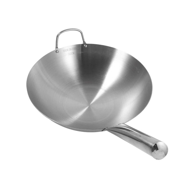Stainless Steel Deep Wok Pan Round Base For Gas Burner 43 cm (Ctn Box 20 units)