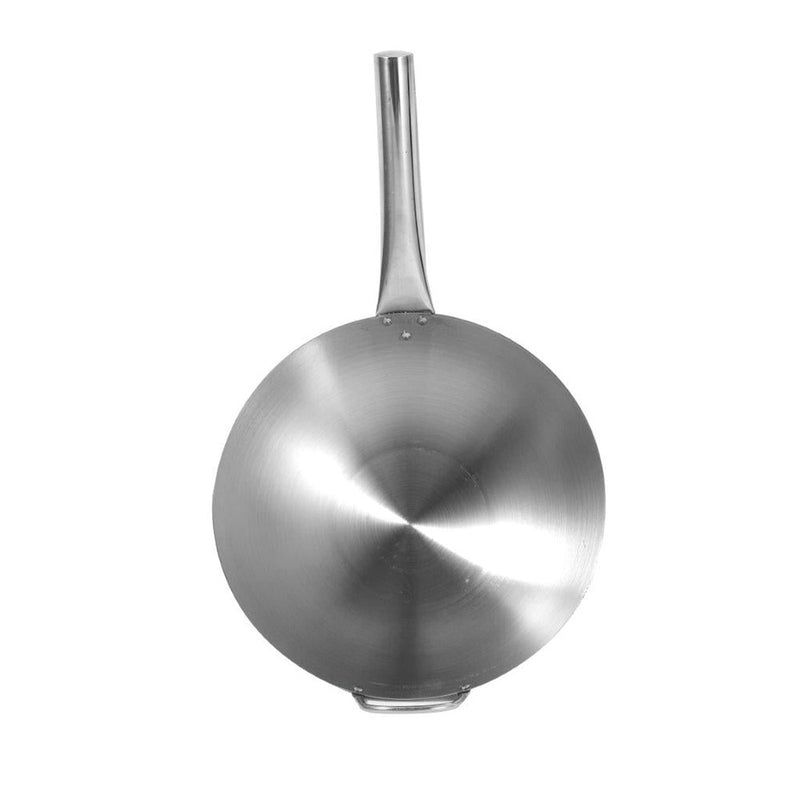 Stainless Steel Deep Wok Pan Round Base For Gas Burner 43 cm (Ctn Box 20 units)