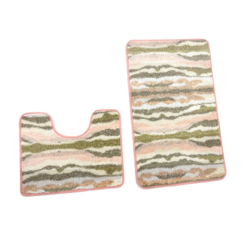 Multi-color Non Slip Water Absorbent Bath Mat Set of 2 Pcs 50*80/50*40 cm