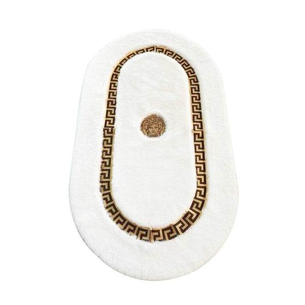 Fluffy Super Soft Greek Key Design Non Slip Water Absorbent Bath Mat 90*60 cm