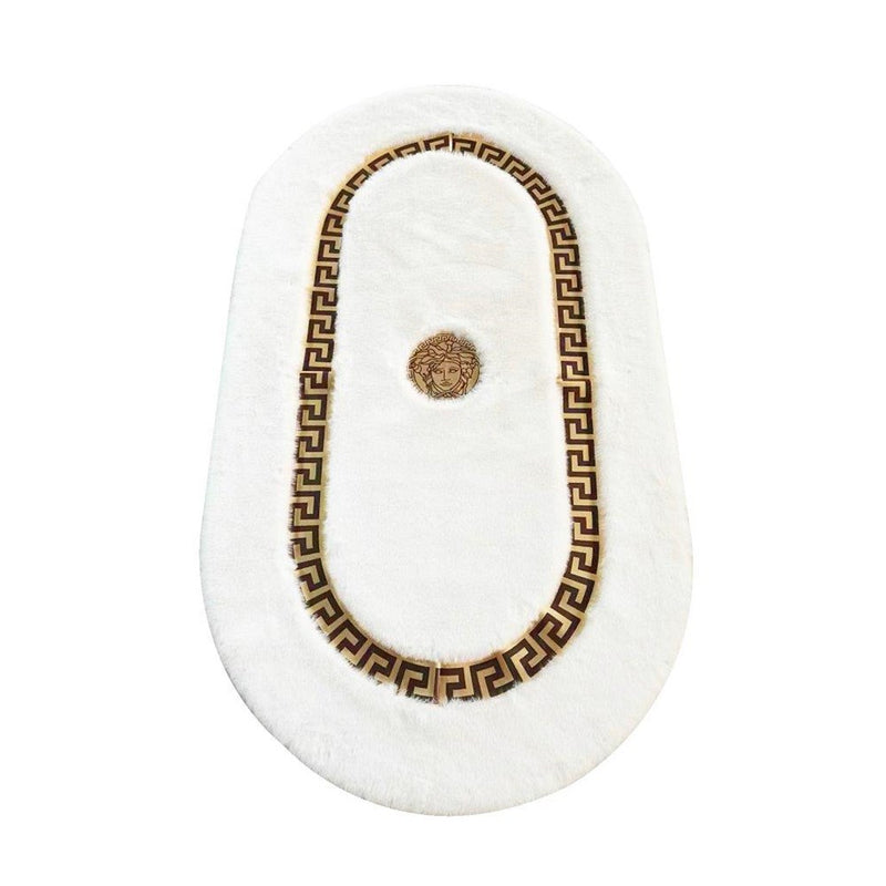 Fluffy Super Soft Greek Key Design Non Slip Water Absorbent Bath Mat 90*60 cm