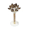 Home Decor Crystal Glass Lotus Champagne Gold Table Top Candleholder 22 cm