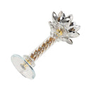 Home Decor Crystal Glass Lotus Champagne Gold Table Top Candleholder 22 cm