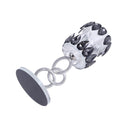 Home Decor Crystal Glass Black Silver Table Top Candleholder 20 cm
