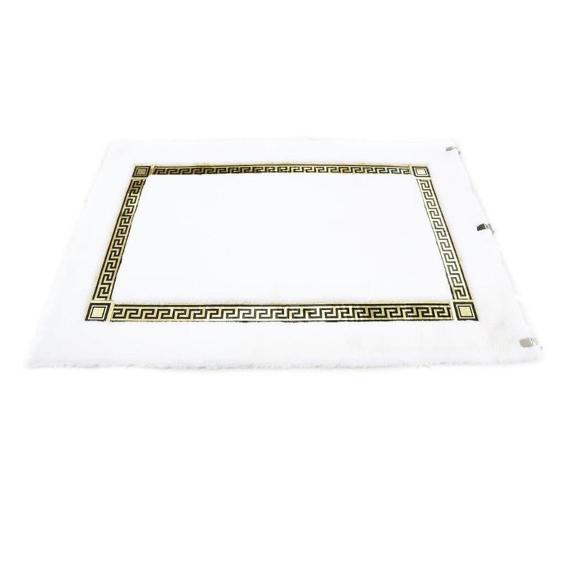 Fluffy Super Soft Greek Key Design Non Slip Waterproof Floor Mat 120*180 cm