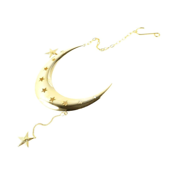 Decorative Ramadan Arabic Style Gold Metal Crescent Moon Chimes 20*65 cm