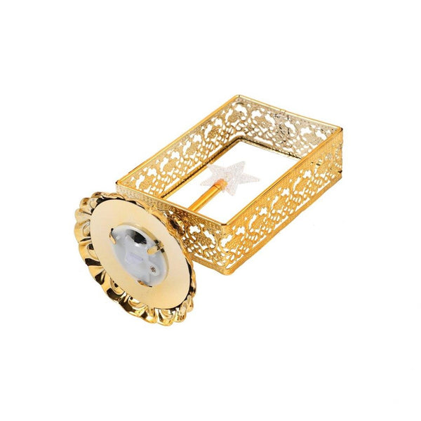 Decorative Ramadan Arabic Style Gold Metal Lantern Battery Operated Lamp 7.5*14 cm