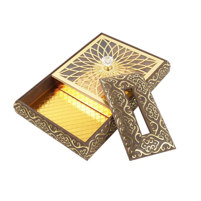 Engraved Deco Silver Candy Box Nuts and Chocolates Serving Tray 2 Compartments with Lid 35.5*24*6.5 cm