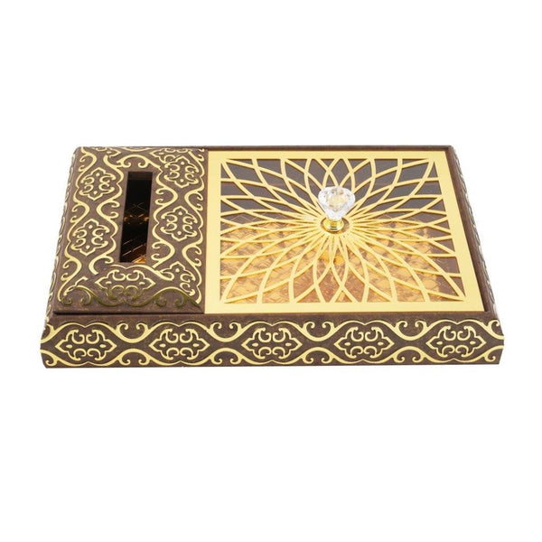 Engraved Deco Silver Candy Box Nuts and Chocolates Serving Tray 2 Compartments with Lid 35.5*24*6.5 cm