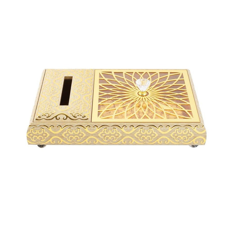 Engraved Deco Silver Candy Box Nuts and Chocolates Serving Tray 2 Compartments with Lid 35.5*24*6.5 cm