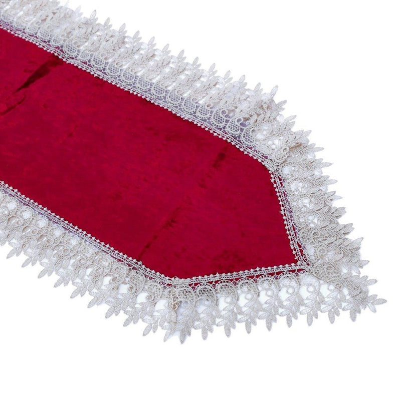 Deco Floral Lace Table Runner Kitchen and Dining Bright Red 200*40 cm