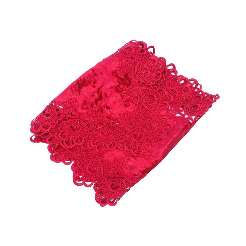 Deco Floral Lace Table Runner Kitchen and Dining Royal Red 200*40 cm