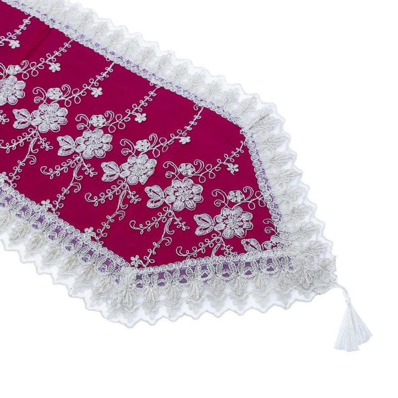 Deco Floral Lace Table Runner Kitchen and Dining Elegant Burgundy 200*40 cm