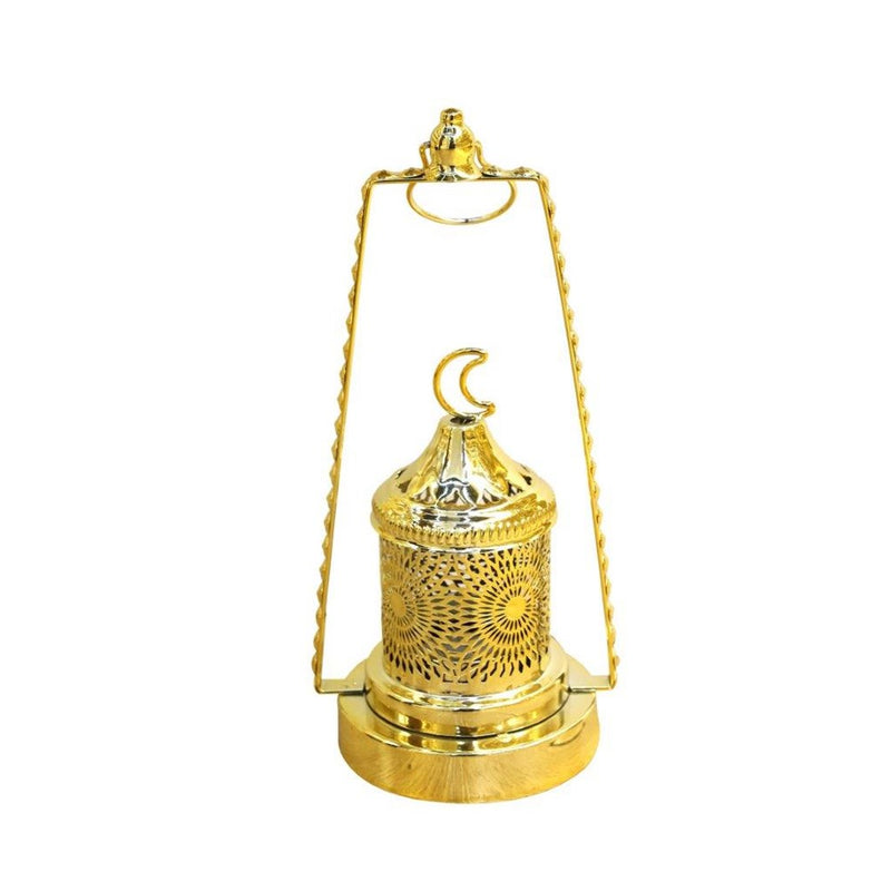 Decorative Ramadan Arabic Style Gold Metal Lantern Battery Operated Lamp 30 cm
