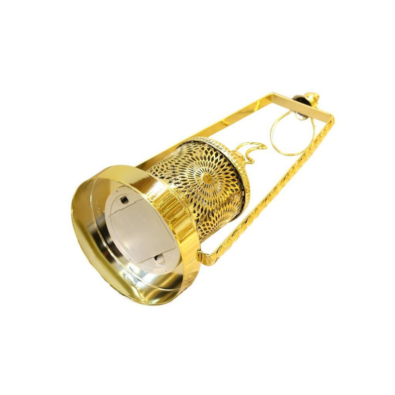 Decorative Ramadan Arabic Style Gold Metal Lantern Battery Operated Lamp 30 cm