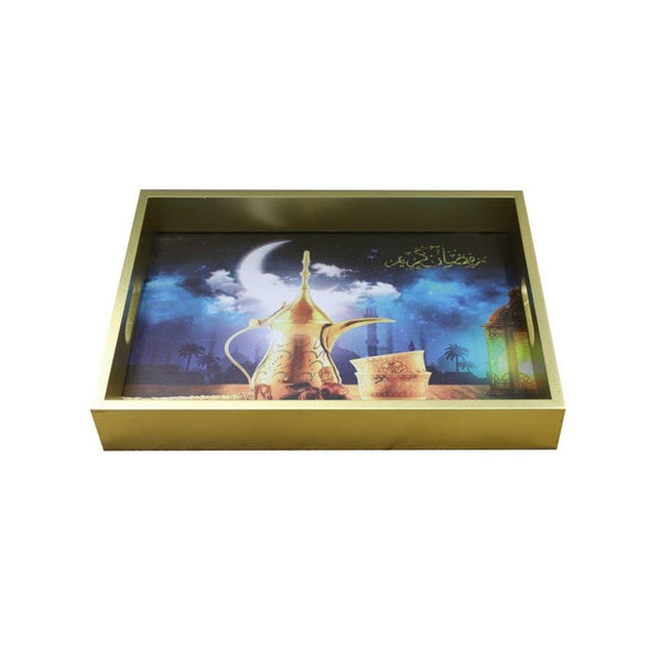 Ramadan Deco Food Tray Rectangle Eid Serving Tray Set of 2 Pcs 30/35 cm